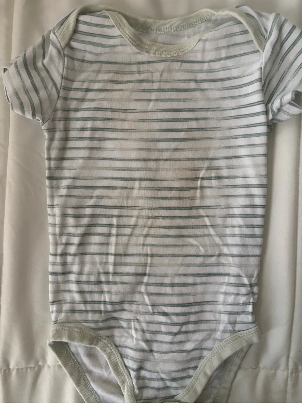 White Bodysuit with Light Green Stripes